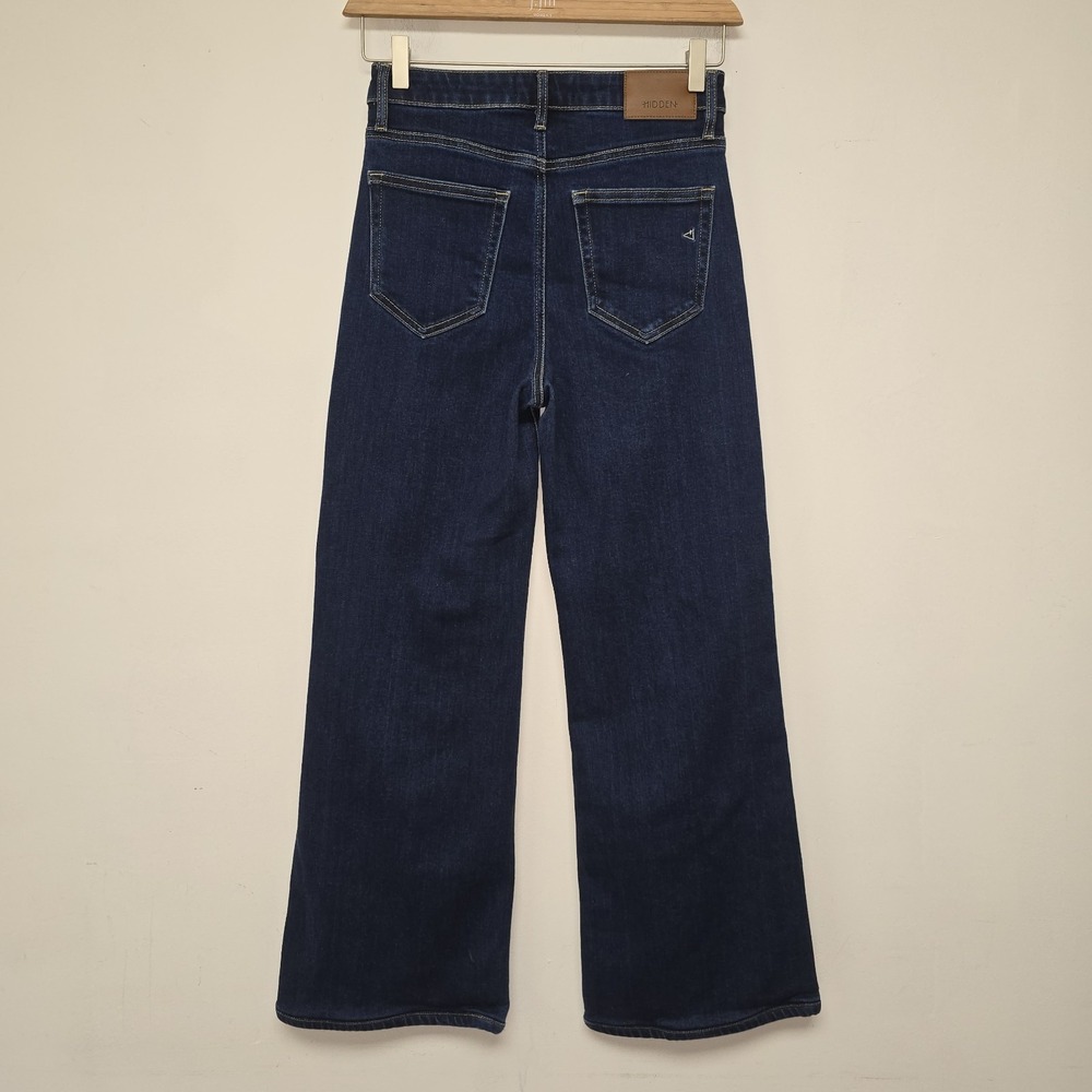 Hidden Happi Jeans Women's Dark Wash Size 27 High Rise Comfort Wide Leg Stretch - Picture 3 of 10